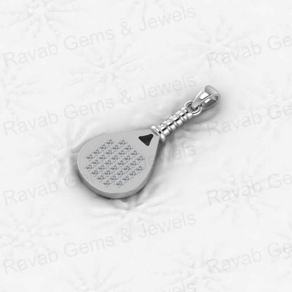 Best Selling 925 Silver CZ Tennis Player Paddle Racket Charm Pendant Necklace Personalized Gift Fine Hip Hop Jewelry For Women