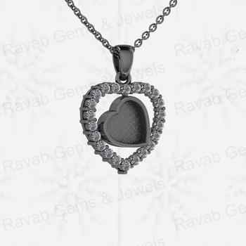 Genuine 925 Silver CZ 8mm Heart Mother Love Semi Mounting Blank Charm Pendant Setting for Resin Ashes Work & Breastmilk Jewelry