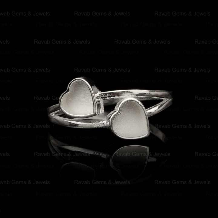 High Quality 925 Sterling Silver 5mm Double Heart Semi Mount Blank Bezel Setting Ring Good for Keepsake Breastmilk DIY Jewelry