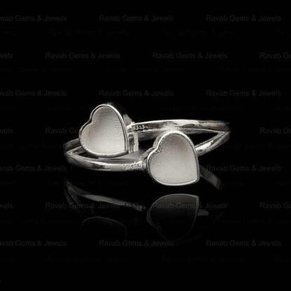 High Quality 925 Sterling Silver 5mm Double Heart Semi Mount Blank Bezel Setting Ring Good for Keepsake Breastmilk DIY Jewelry