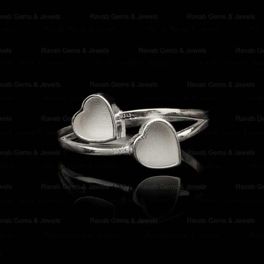 High Quality 925 Sterling Silver 5mm Double Heart Semi Mount Blank Bezel Setting Ring Good for Keepsake Breastmilk DIY Jewelry