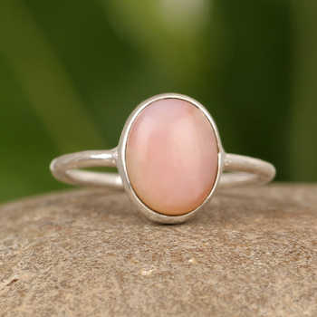 Handmade 925 Sterling Silver Ring for Women 10x14mm Pink Opal Gemstone Bezel Setting High Quality Fine Oval Shape