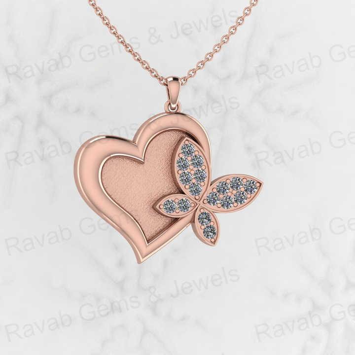 Top 925 Silver CZ 31x26mm Heart Cutout With Butterfly Semi Mounting Charm Pendant Setting for Resin Ashes Work Keepsake Jewelry