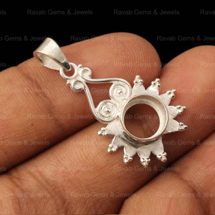 Solid 925 Sterling Silver 5mm Round Semi Mount Blank Claws Zircon Charm Pendant Setting for DIY Jewelry Findings & Components