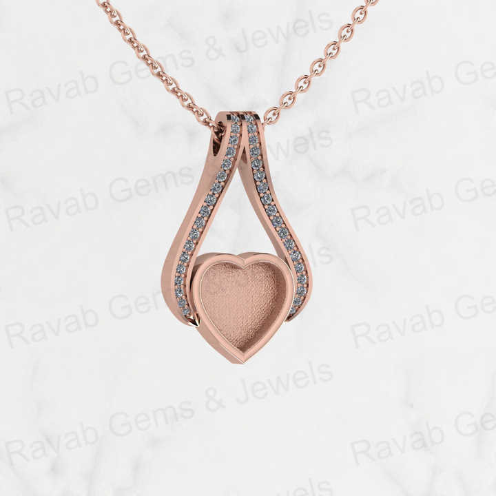 Top Quality 925 Silver Heart Charm Blank Bezel Setting Pendant With CZ Settled DIY Keepsake Jewelry for Resin Ashes and Stone