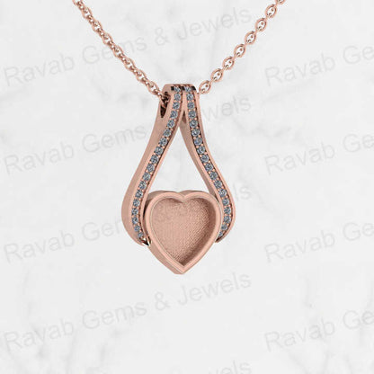 Top Quality 925 Silver Heart Charm Blank Bezel Setting Pendant With CZ Settled DIY Keepsake Jewelry for Resin Ashes and Stone