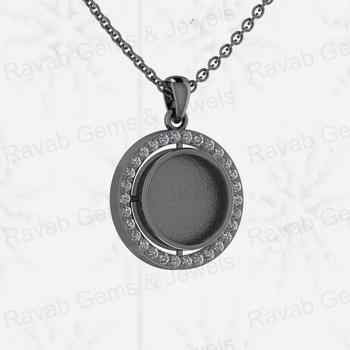 Best Quality 925 Genuine Silver 10mm Surrounded Semi Mount Good Resin Memorial Locket Setting Pendant Jewelry Findings Component
