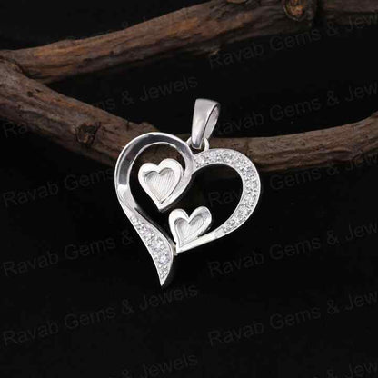 High Quality 925 Silver 24mm Double Heart With Zircon Semi Mount Blank Charm Pendant Setting Making Resin & Ashes DIY Jewelry