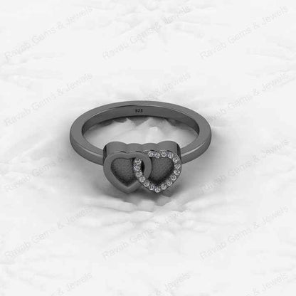 Best Quality 925 Silver Double Heart With CZ1mm Semi Mount Blank Setting Eternity Ring for Breastmilk Keepsake Fine Jewelry