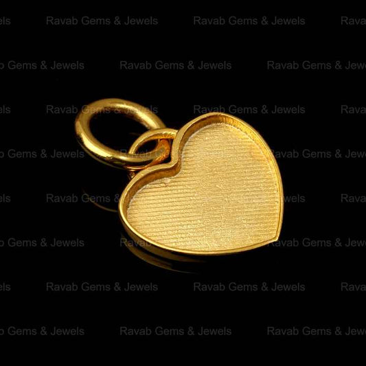 2024 Best Quality 18k Gold Plated Sterling Silver 12mm Heart Charm Semi Mount Blank Stone Bezel Setting Pendant Jewelry Findings
