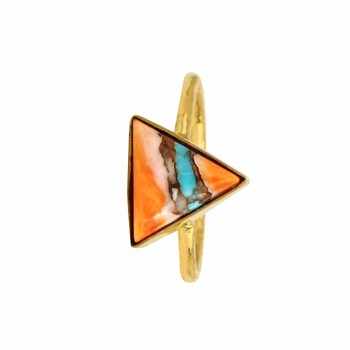 New Natural oyster Copper Turquoise Gemstone Ring Daily Wear 18k Gold Plated Jewelry Ring Sterling Silver Stacking Band Ring