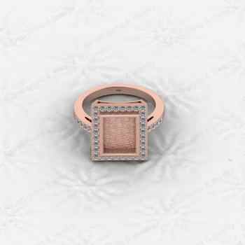 High Quality 925 Silver Rectangle 8x10mm Semi Mount Blank Setting Ring for Gemstone Ashes Resin Jewelry Supply