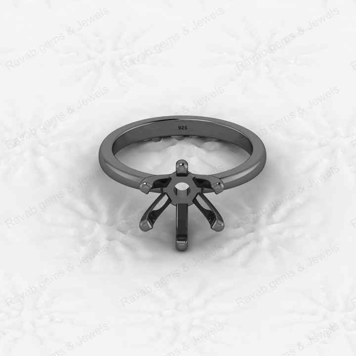 Top Quality 925 Sterling Silver 6mm Prong Semi Mount Blank Setting Wedding Ring Good for Resin Keepsake Finding Jewelry