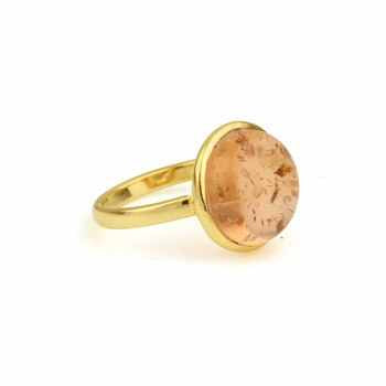 14k Gold Plated 925 Sterling Silver Finger Ring for Women Hot Selling Natural Amber Shape Gemstone Fine Wholesale Jewelry