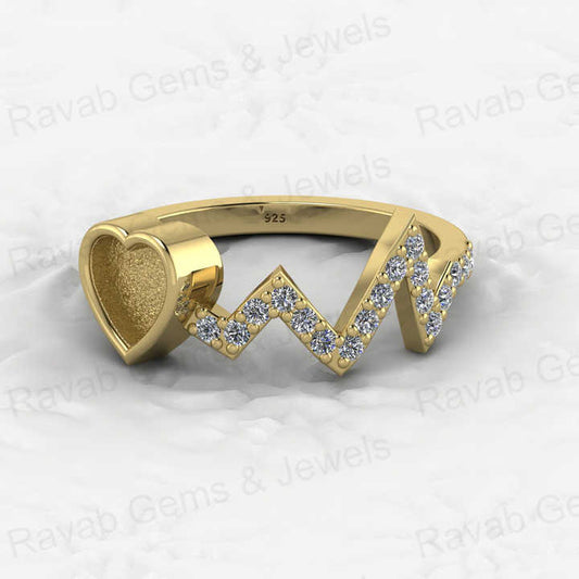 Solid 925 Sterling Silver Semi Mount Ring Initials Heart Blank Setting with Resin Ashes Breastmilk Jewelry-Genuine Product