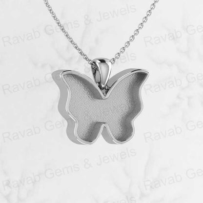 High Quality Real 925 Sterling Silver Butterfly Semi Mounting Charm Pendant for Pour Resin Breastmilk Keepsake Memorial Jewelry