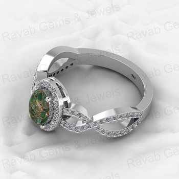 Top Selling 925 Sterling Silver Fine Ring Peridot Copper Turquoise Gemstone Bezel Setting CZ Twisted Cocktail Custom Jewelry
