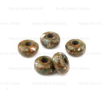 High Quality 14x8mm Rondelle Briolette Natural Smooth Rhyolite Rainforest Jasper Big Hole Gemstone Beads for Making Jewelry
