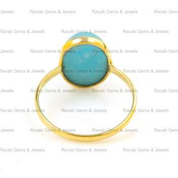Beautiful 10x14mm Natural Smithsonite Gemstone Bezel 18k Gold Plated Silver Dainty Oval Shape Ring for Women Handmade Jewelry