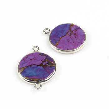 12mm Natural Mohave Purple Copper Turquoise Silver Charms Pendant DIY Connectors Earring Bracelet Jewelry Fine Pendants Charms