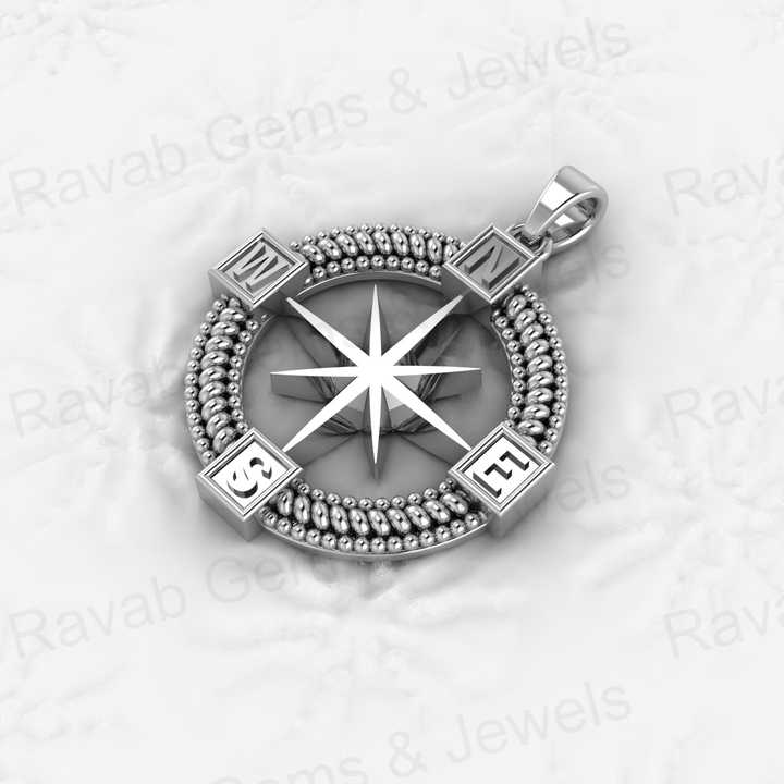 Top Quality Genuine 925 Sterling Silver Directions Star Compass 25mm Circle Pendant for Boys & Fine Jewelry Pendants & Charms