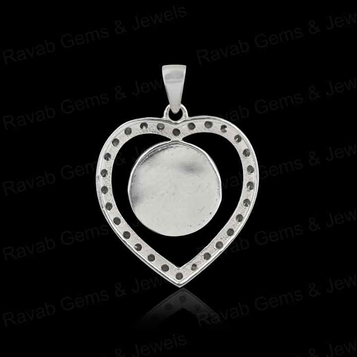 High Quality 925 Silver Heart Pendant Cabochon Setting 10mm Blank Memorial Locket Charm with Zircon Resin Ashes Jewelry Findings