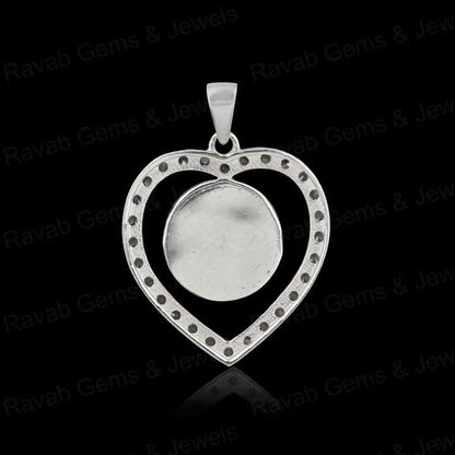 High Quality 925 Silver Heart Pendant Cabochon Setting 10mm Blank Memorial Locket Charm with Zircon Resin Ashes Jewelry Findings