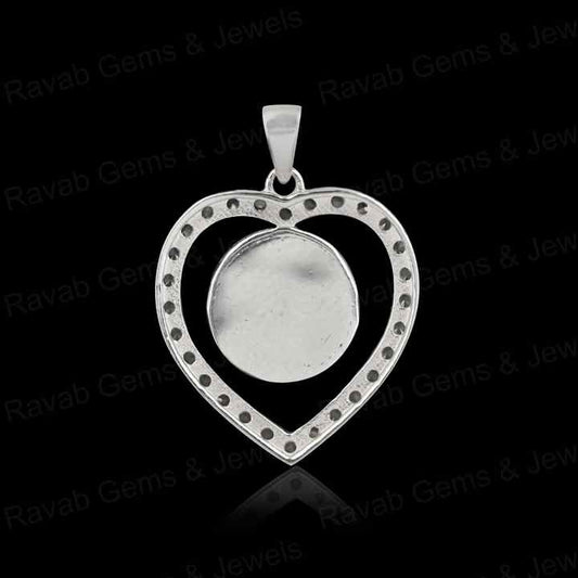 High Quality 925 Silver Heart Pendant Cabochon Setting 10mm Blank Memorial Locket Charm with Zircon Resin Ashes Jewelry Findings
