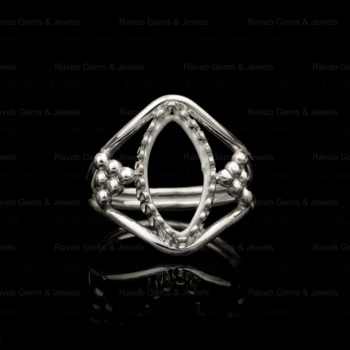 New Arrival Sterling Silver 7x14mm Marquise Filigree Cocktail Semi Mount Blank Bezel Setting Ring Jewelry Findings Components