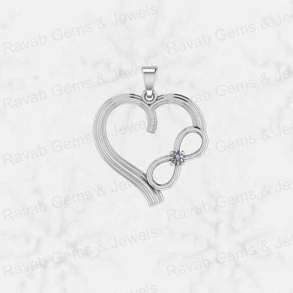 Best Selling Genuine 925 Silver 22mm Love Heart & Infinity With CZ Personalized Women's Charm Pendant Necklace Fine Jewelry