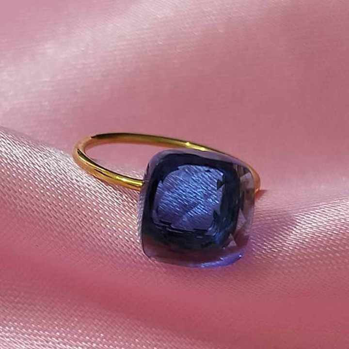 Genuine Blue Apatite Hydro Quartz 12mm Football Cut Cushion Shape 12mm Solid 925 Sterling Silver 18k Gold Plated Ring For Women