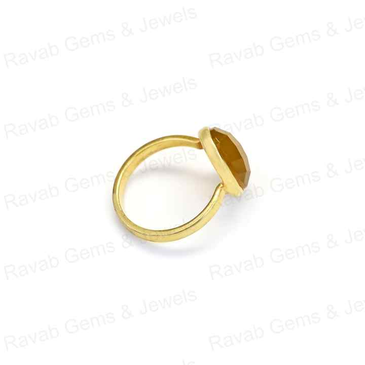 New Arrival Handmade 925 Sterling Silver Women's Ring Natural Yellow Chalcedony 10x14mm Oval Checker Cut Bezel Setting Weddings