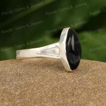 Best Selling 925 Sterling Silver Designer Ring for Women High Quality Genuine Black Onyx Marquise Shape Handmade for Party