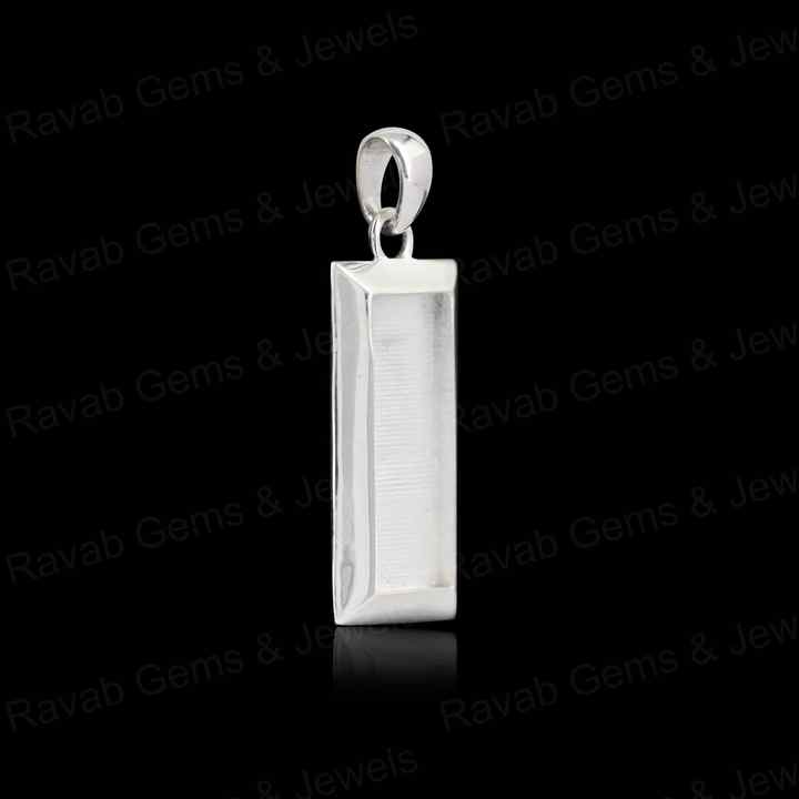 High Quality 925 Silver Rectangle Collet Cup Charm Blank Pendant Cabochon Setting Ashes & Resin Work Keepsake Breastmilk Jewelry
