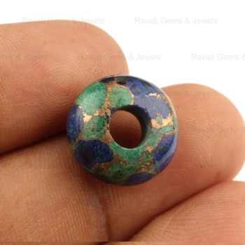 Best Selling High Polished Azurite Copper Composite 14x8mm Smooth Rondelle 5mm Big Hole Briolette Stone Beads for Jewelry Making