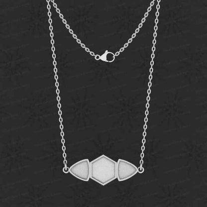 High Quality 925 Silver Hexagon Trillion Collet Cup Lobster Chain Necklace Setting for Resin Ashes Jewelry Findings & Components