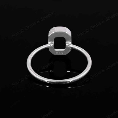 Genuine Solid 925 Sterling Silver Octagon Shape 8x10mm Bezel Setting Semi-Mount Blank Setting Simple Band Fine Ring For Women