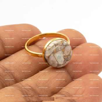 Mojave Ethiopian Opal Copper Gemstone Top Selling 925 Sterling Silver 18K Gold Plated Dainty Ring Stylish Unisex Design Women's