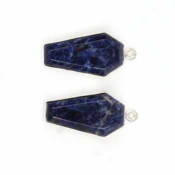 Best Selling 10x17mm Coffin Shape Natural Sodalite Gemstone Bezel Setting Fine Sterling Silver Pendant Necklace Bracelet Charms