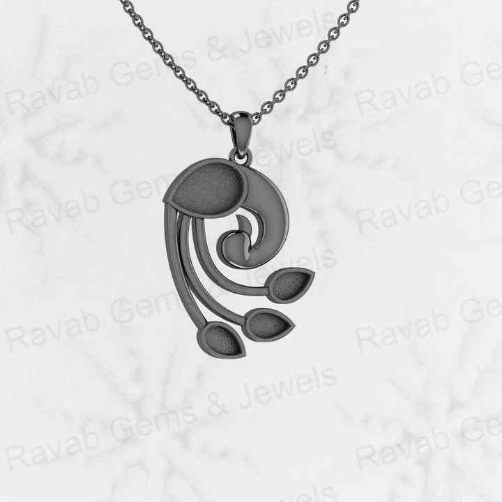 Best Quality 925 Sterling Silver 25mm Peacock Design Pear Semi Mount Blank Base Charm Pendant Setting Resin & Ashes Work Jewelry