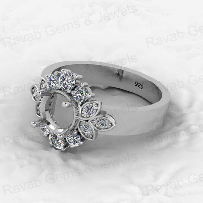 Genuine Solid 925 Sterling Silver Accented Starburst Semi Mount Blank Setting Ring Good for Ashes Resin Work Breastmilk Jewelry