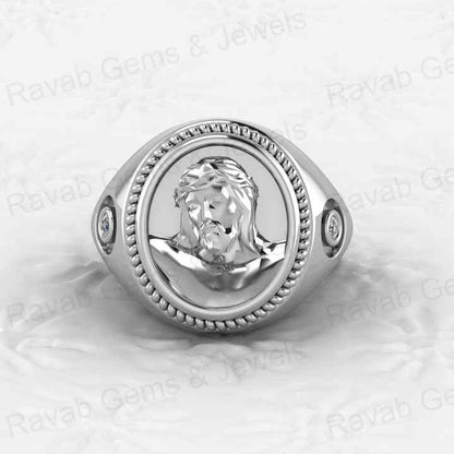 Best Quality Solid 925 Sterling Silver Featuring Zircon Jesus Christ Unisex Christian Signet Ring Wedding Religious Fine Jewelry