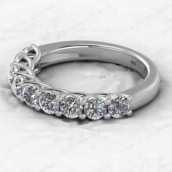 New Arrival 925 Sterling Silver Round Brilliant CZ Cut Half Eternity Gold Vermeil Engagement Gift Women's Ring Custom Jewelry