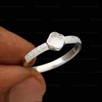 Best Quality 925 Sterling Solid Silver 5mm Clover Shape Zircon Semi Mount Blank Bezel Setting Ring Keepsake Jewelry Components