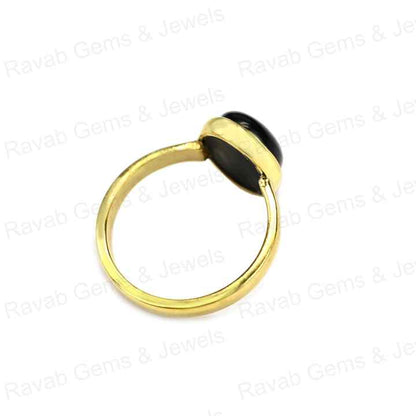 Best Quality Solid 925 Sterling Silver Natural Black Onyx Oval Smooth Cut 12x16mm Bezel Setting 18k Gold Filled Ring for Women