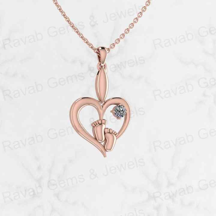 Top Quality Genuine 925 Silver 25mm Love Heart & Baby Feet Dainty CZ Charm Pendant Necklace Valentine Gift Keepsake Fine Jewelry
