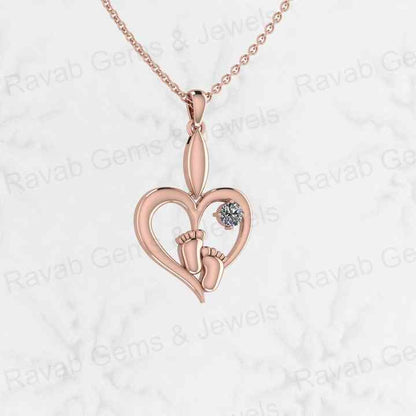 Top Quality Genuine 925 Silver 25mm Love Heart & Baby Feet Dainty CZ Charm Pendant Necklace Valentine Gift Keepsake Fine Jewelry