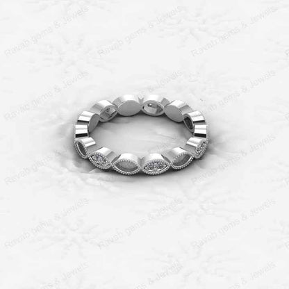 Best Selling 925 Silver 2x4mm Marquise Eternity Band Semi Mount Blank Bezel Setting Ring for Stone & Resin Ashes DIY Jewelry