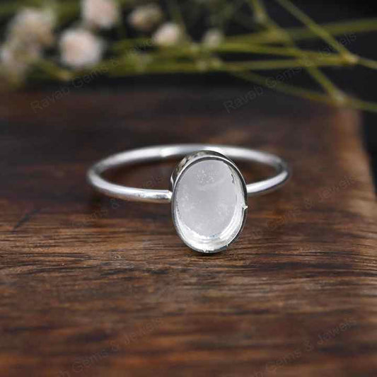 Genuine Solid 925 Sterling Silver 7x9mm Oval Semi-Mount Good For Resin & Ashes Work Fine Tiny Minimalist Breastmilk Jewelry