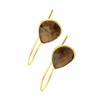Exclusive 18K Gold 925 Sterling Silver Ammolite Hydro Quartz Teardrop Earrings Waterproof Fine Hoop Jewelry for Party Occasions